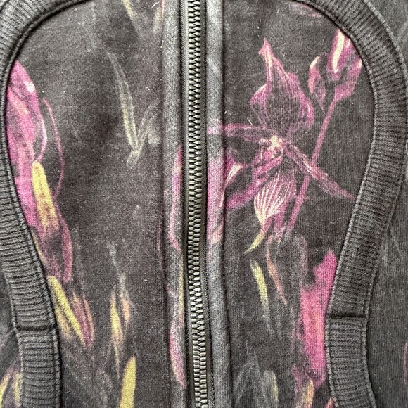 Lululemon Scuba Hoodie VTG RARE OG Protea Floral Print Black Pink Green Size 6 - Picture 8 of 14